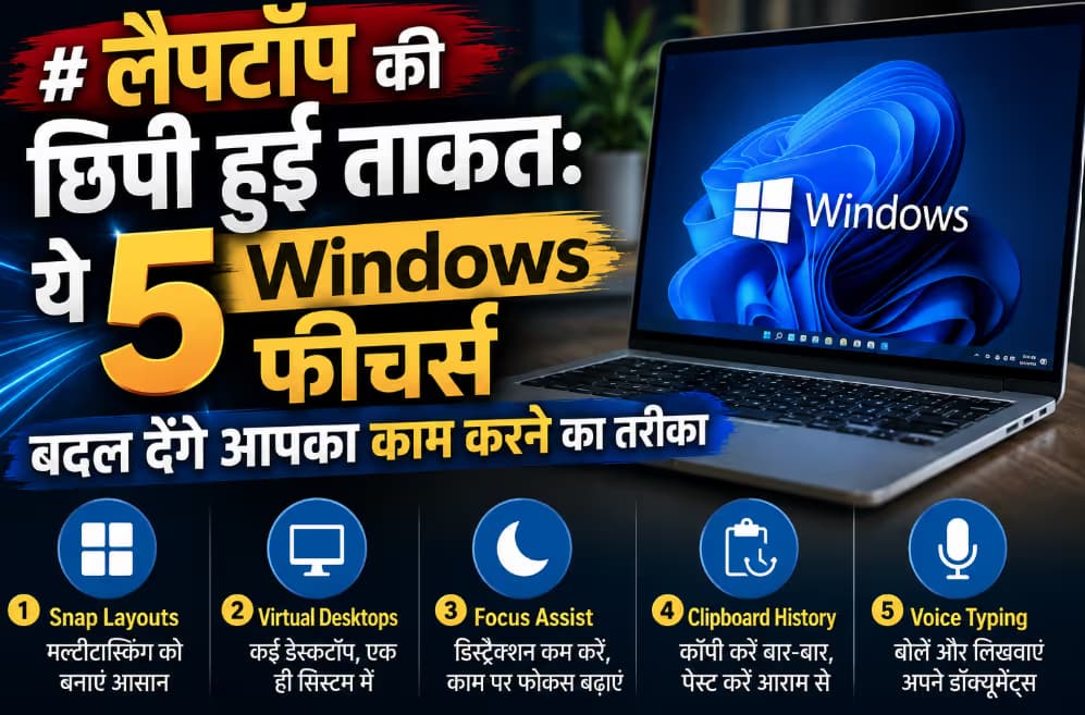 लैपटॉप की छिपी हुई ताकत: ये 5 Windows फीचर्स बदल देंगे आपका काम करने का तरीका