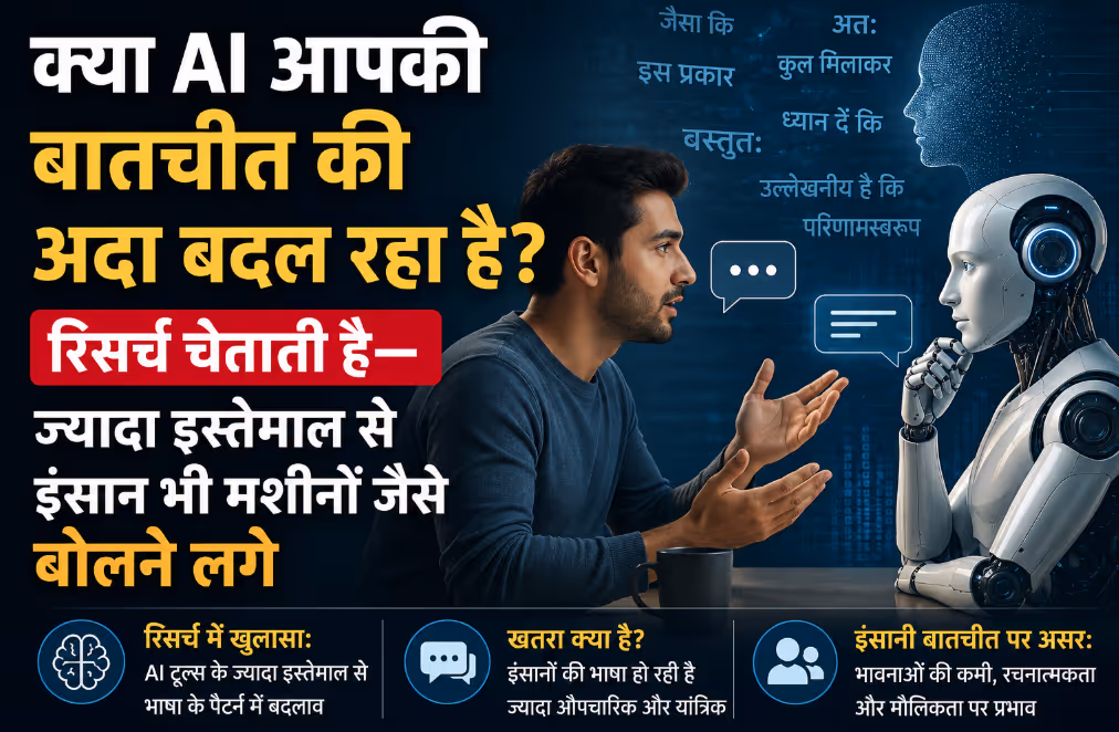 क्या AI आपकी बातचीत की अदा बदल रहा है? रिसर्च चेताती है—ज्यादा इस्तेमाल से इंसान भी मशीनों जैसे बोलने लगे
